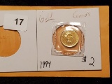 GOLD! Canada 1994 $2 Dollar Maple Leaf