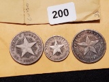 Three silver Cuban coins