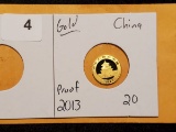 GOLD! China 2013 Proof 20