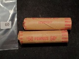 Two Full Wheat cent rolls