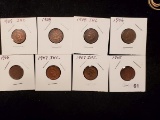 Group of eight Indian cents