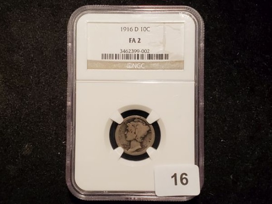 KEY DATE OF THE SERIES!! NGC 1916-D Mercury Dime