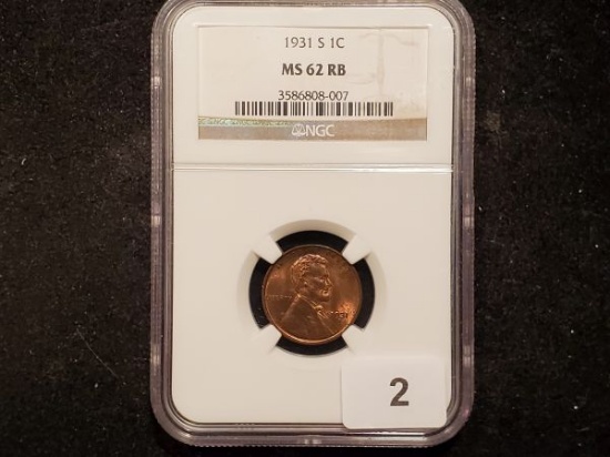 SEMI-KEY DATE! NGC 1931-S Wheat Cent in MS-62 Red-Brown