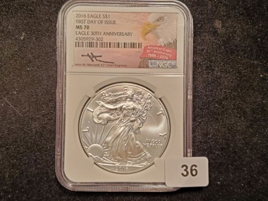 NGC 2016 American Silver Eagle in MS-70