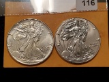 1988 and 2016 American Silver Eagles