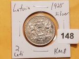 Silver Latvia 1925 2 lati