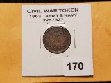 Civil War Token 1863 Army and Navy 225/327