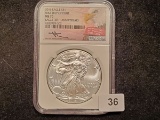 NGC 2016 American Silver Eagle in MS-70