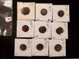 Group of nine Better Date Indian Cents