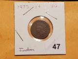 Semi-Key 1873 Indian cent in Very Good