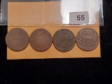 Four 2-cent pieces