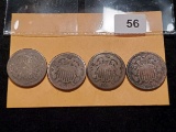 Four 2-cent pieces