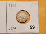 1866 Three Cent Nickel in VG-Fine