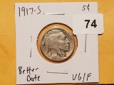 Better Date 1917-S Buffalo Nickel in VG-Fine