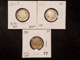 Three gooderer date Buffalo Nickels