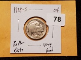 Better Date 1918-S Buffalo Nickel in Very Good