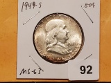 1949-S Franklin Half Dollar in MS-63