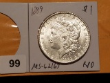 1889 Morgan Dollar in MS-62/63