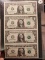 UNCUT SHEET OF 4-SERIES OF 2009 ONE DOLLAR BANK NOTES
