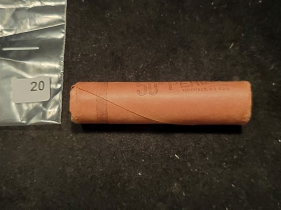 BU RED Bankwrapped Roll of 1955 Wheat Cents