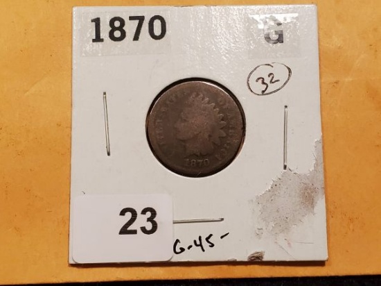 Semi-Key 1870 Indian cent in Good