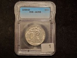 ICG 1939-D Walking Liberty Half Dollar in About Uncirculated 58