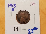 Semi-Key 1913-S Wheat cent