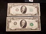 Two Ten Dollar Green Seal Notes