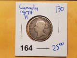 1874-H Canada 25 cents