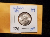 1939 Silver Vatican 5 lire