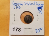 1765 GERMANY SAXONY SILVER ONE PFENNIG SCARCE COIN