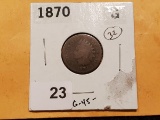 Semi-Key 1870 Indian cent in Good