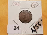 Semi-Key 1866 Indian Cent in Good