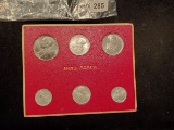6 piece coin set from the Vatican from 1-100 lires
