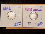 1842 and 1853 Seated Liberty Dimes