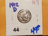 1912-D Barber Dime with Mostly readable Liberty