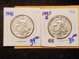 1941 and 1937-S Walking Liberty Half Dollars