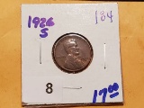 Little better grade 1926-S semi-key Wheat cent