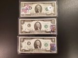 Three Crispy Two-Dollar Bills