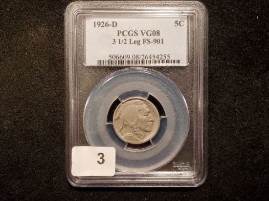 SCARCE! PCGS 1926-D 3 1/2 Leg Buffalo Nickel
