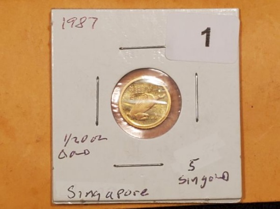 GOLD! 1987 Singapore 5 singold