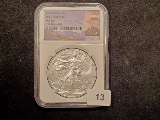 Perfect NGC 2015 American Silver Eagle in MS-70