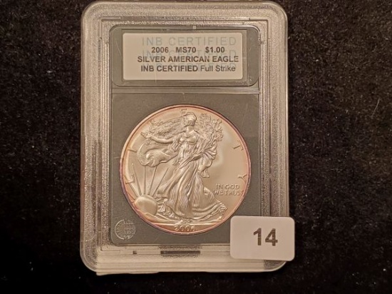 INB Slabbed 2006 American Silver Eagle in MS-70