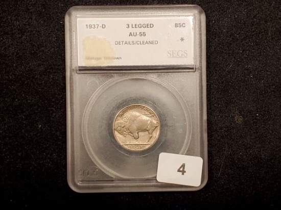 ***AUCTION HIGHLIGHT*** 1937-D Three Legged Buffalo in About Uncirculated 55