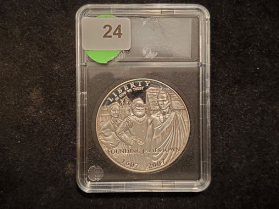 Slabbed 2007 Jamestown Proof Deep Cameo Commemorative Silver Dollar