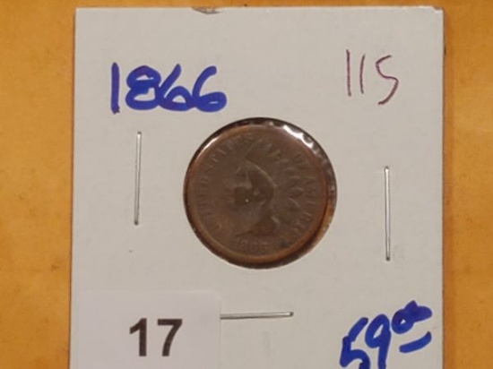 Semi-Key 1866 Indian cent