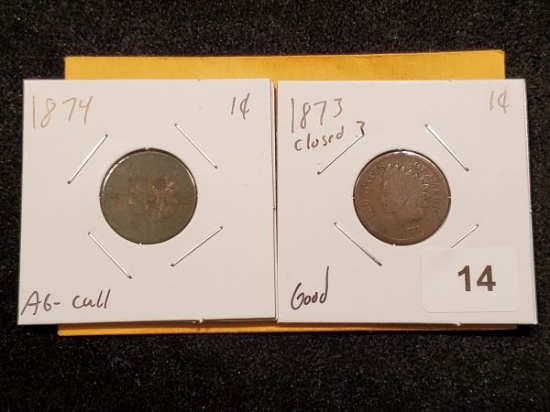 Two semi-key Indian cents