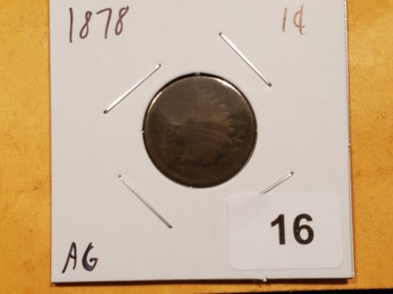 Semi-Key 1878 Indian cent in About Good