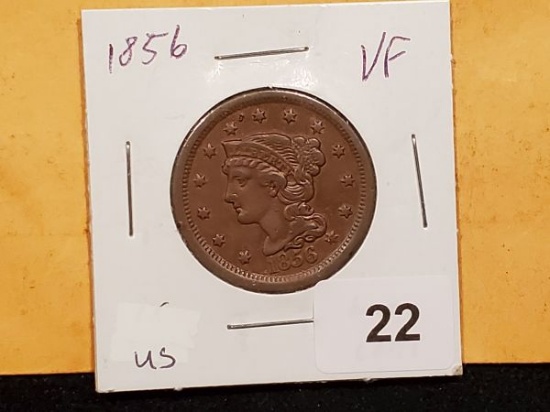 Better Date 1856 Braided Hair Large Cent in Very Fine