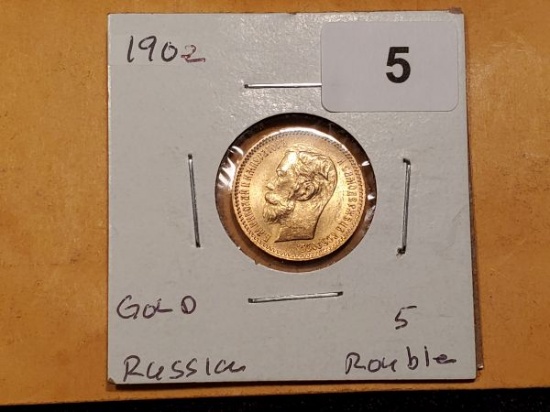 GOLD! Choice Plus Brilliant Uncirculated Russia 5 roubles
